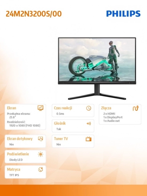 Philips Monitor 23.8" IPS 180Hz with HDMI and DP