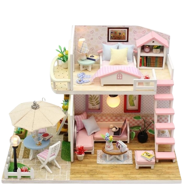 Dvoupatrový design s mini nábytkem