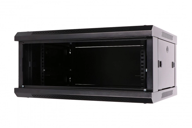 wall mount rack cabinet 4u 600x450 black glass door