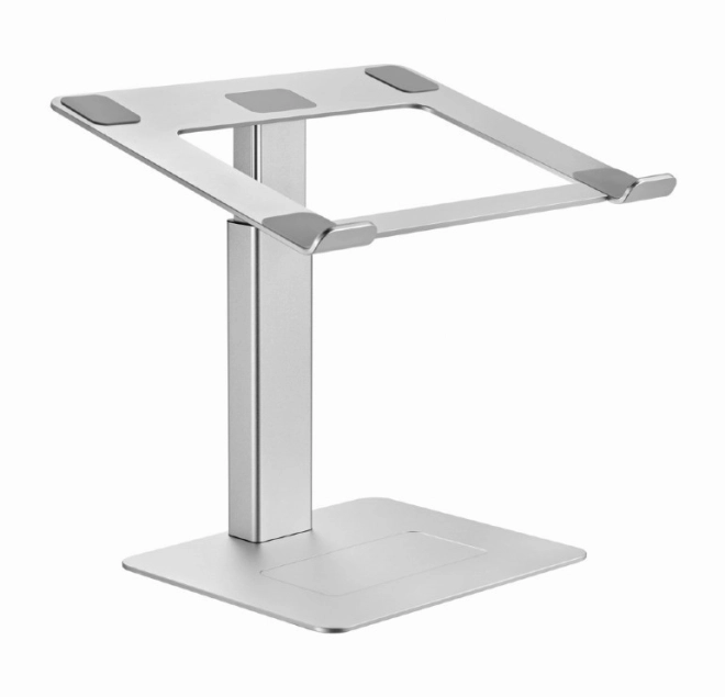 Silver laptop stand with adjustable height for 15.6 inch notebooks