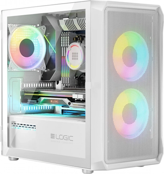 LOGIC Portos ARGB Mini PC Case, White