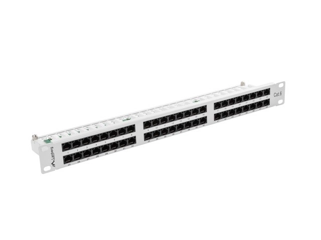 Grey 48-Port 1U Category 6 Patch Panel
