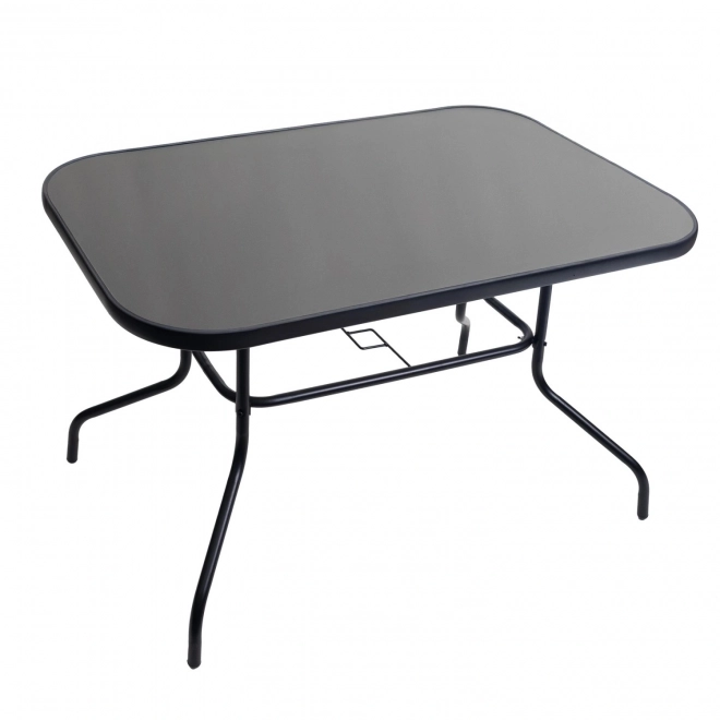 Glass Patio Table Black 120x70 cm