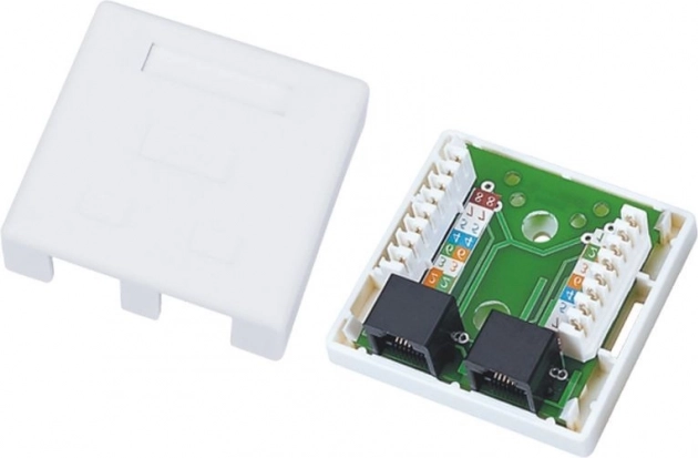 Wandcontactdoos UTP Cat.5e 2x RJ45