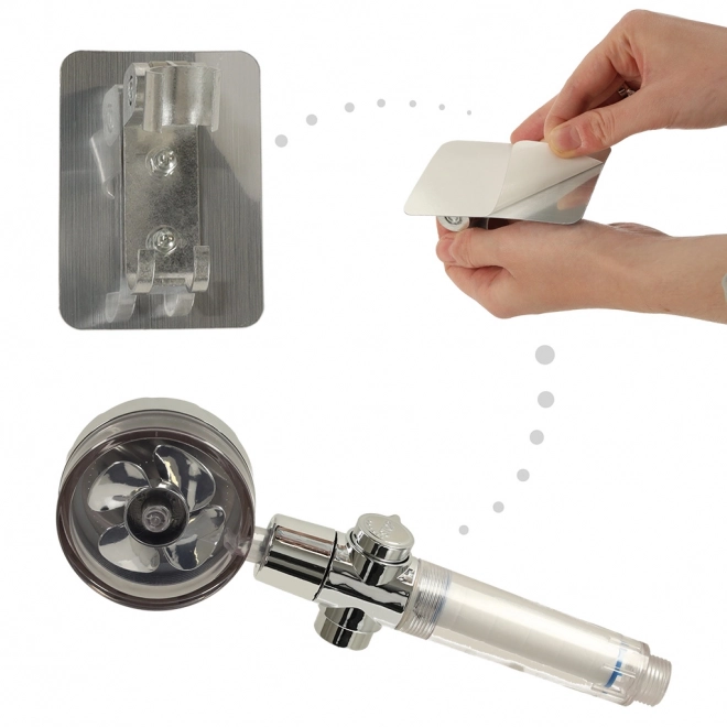 Silver Turbo Shower Head Set with Hose