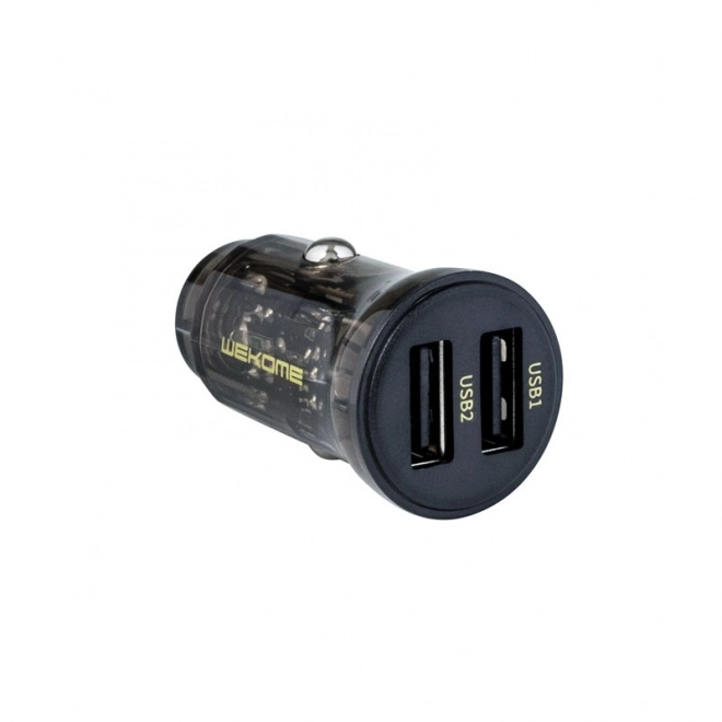 Dual USB-A Car Charger Fast Charging Black/Transparent