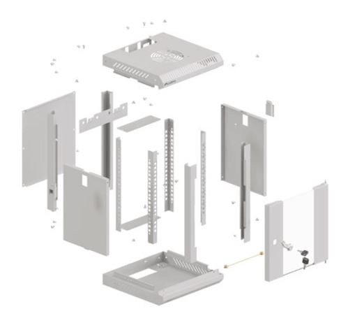 Armadio a rack a parete 10 pollici 4U 300x300 grigio