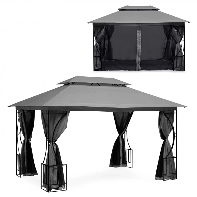 Kerti pavilon sátor 3x4m, szúnyoghálóval és teljes oldalakkal