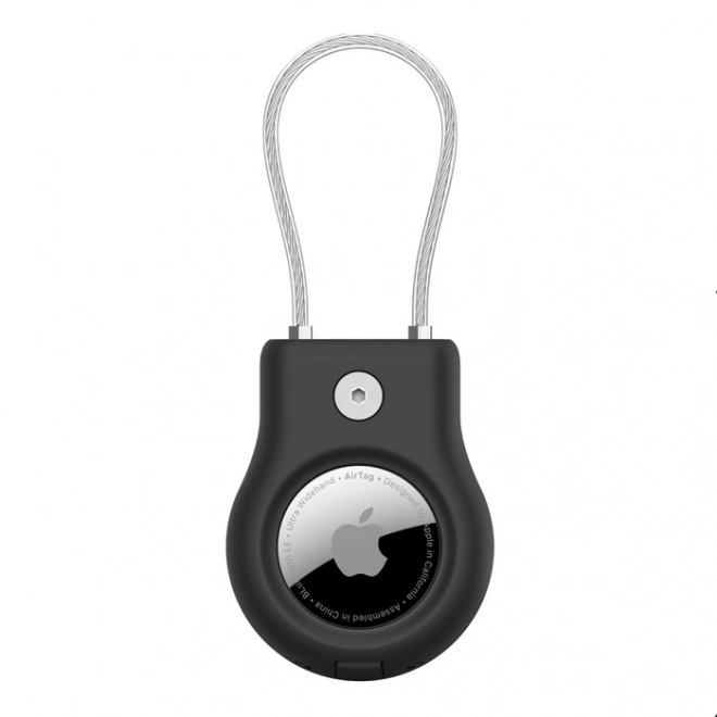 Secure Holder with Cable for AirTag Black