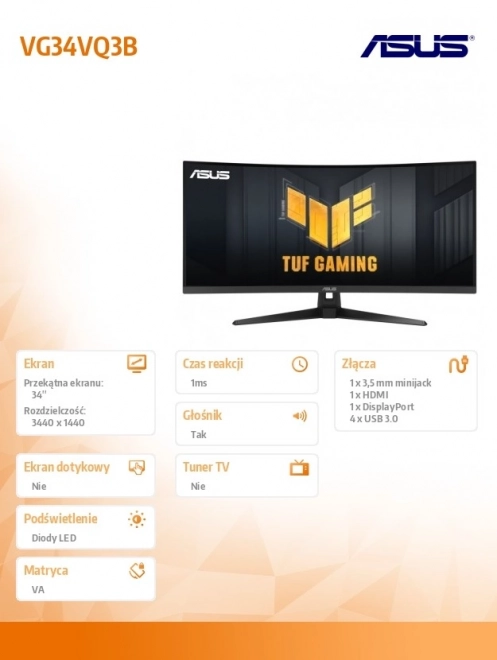 Monitor curvo 34 pollici TUF Gaming WQHD