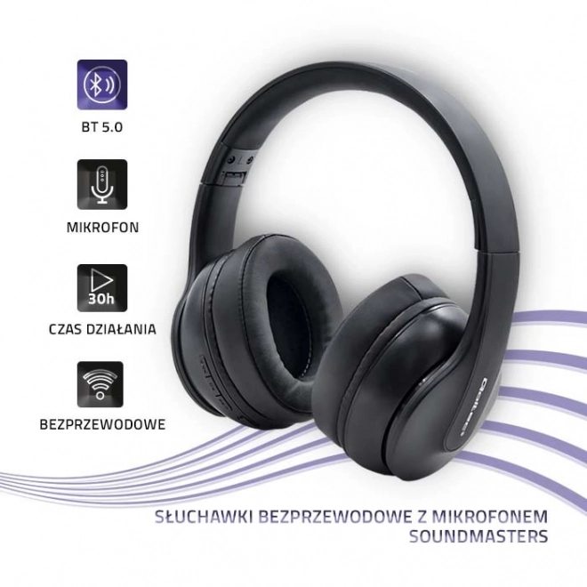 Wireless Headphones with Microphone - Black