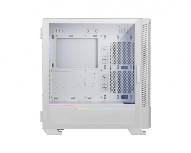 White gaming pc case with tempered glass