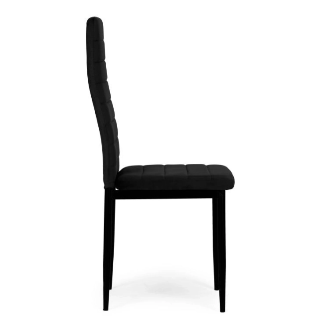 Black velvet chairs with shaped backrest - set of 4 pieces
