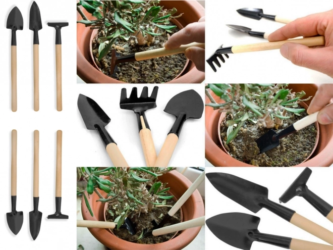 Set di mini attrezzi da giardinaggio 3 in 1 per vasi