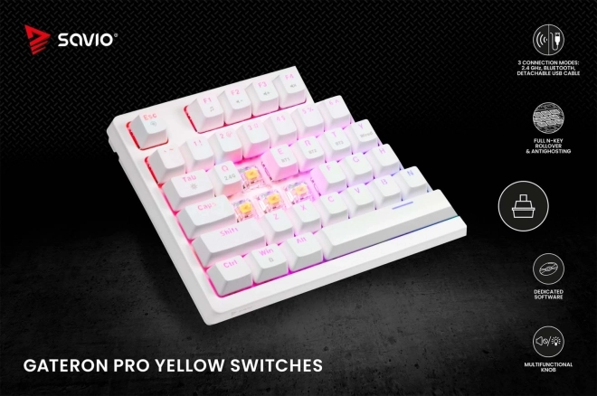 Wireless Mechanical Keyboard Phenix White with Gateron Red Switches