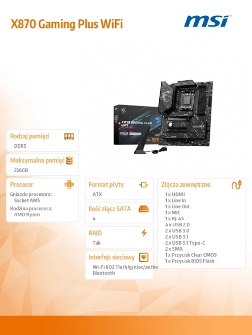 Baseboard MSI X870 Gaming Plus Wifi