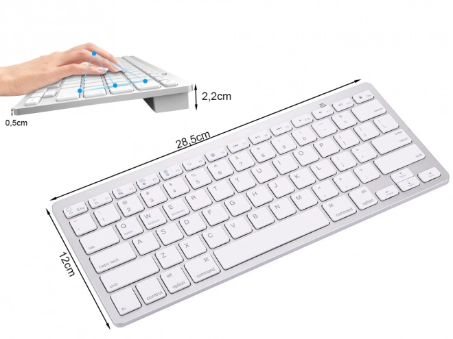 Tastiera senza fili Bluetooth per pc ipad mac piccolo profilo sottile basso – Bianco