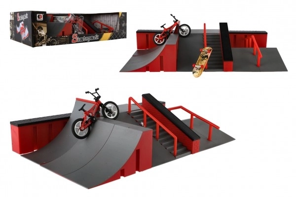 Skatepark Set with Ramp, Finger Bike, and Finger Skateboard