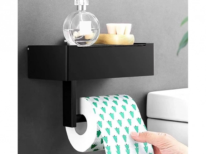 Toilet Paper Holder with Tissue Container and Shelf