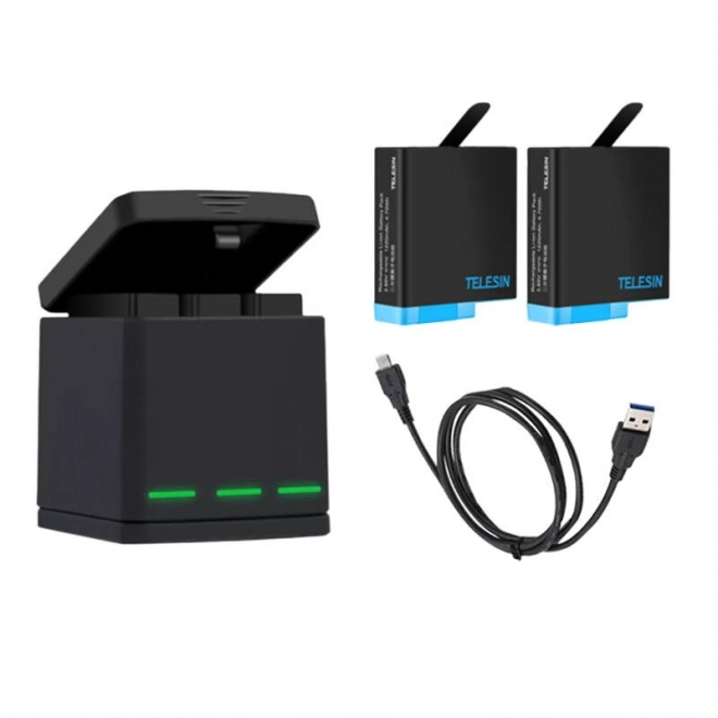 Three-Slot Charging Box for GoPro Hero 8 with Two Batteries