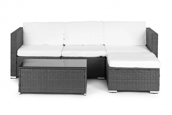 Rattan garden seating set with modular corner sofa and table grey MultiGarden