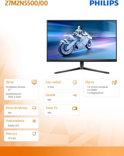 Monitor Philips 27" IPS 180Hz HDMI DP con Pivot