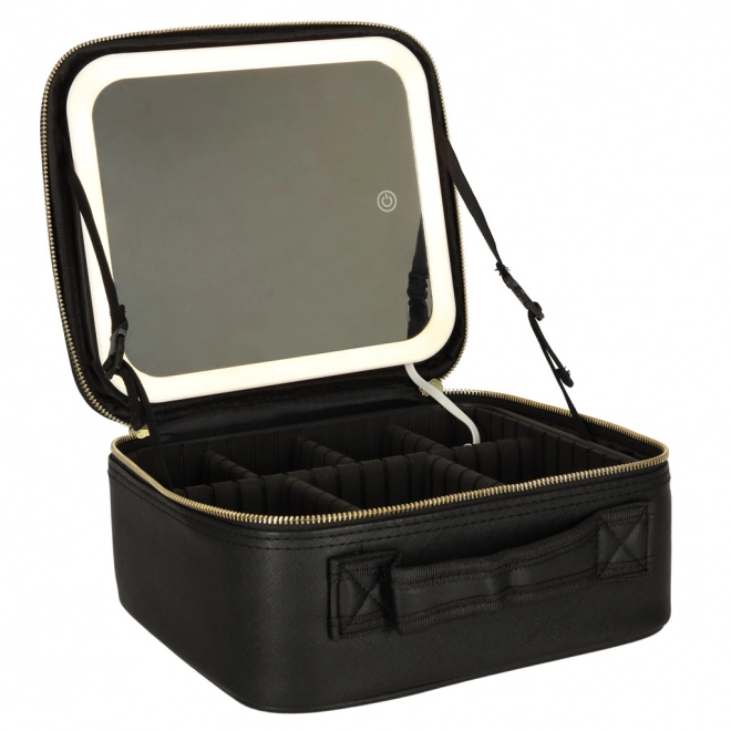 Black Travel Cosmetic Organizer with LED Mirror