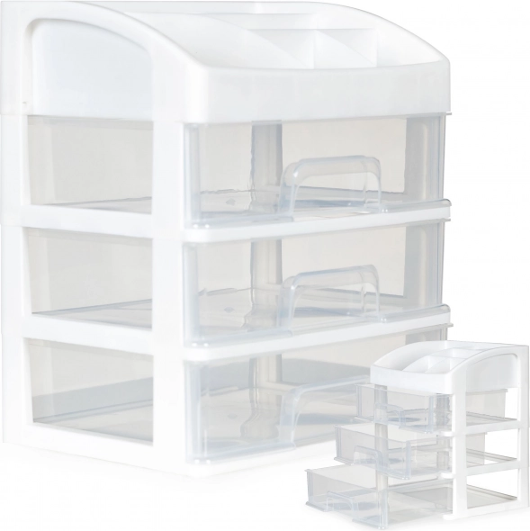 Three transparent drawers