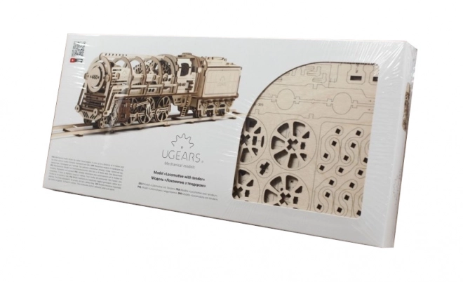 Mechaniczne drewniane puzzle UGEARS - Lokomotywa parowa z tendrem