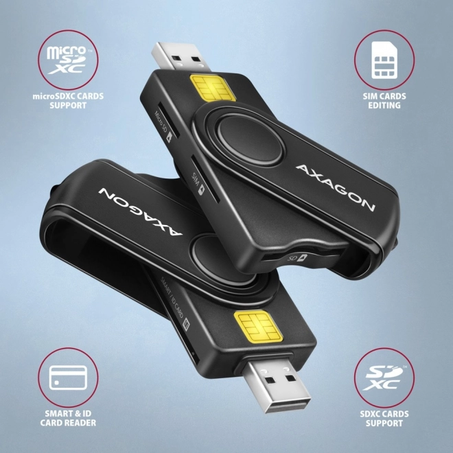 Axagon card reader with SD/microSD/SIM slots