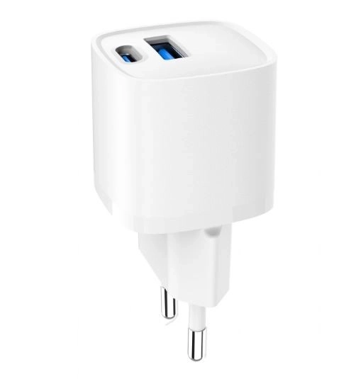 Mini nabíjačka USB-A USB-C 20W PD QC3.0 biela