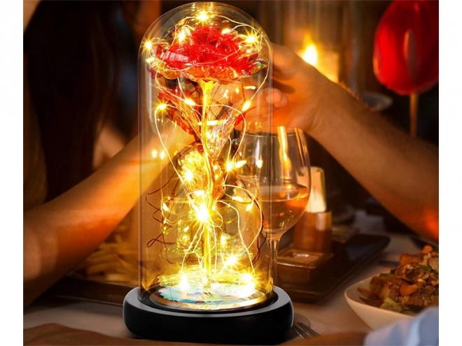 Rosa eterna con luce LED RGB in vetro