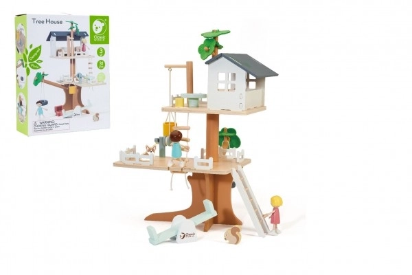 Casa sull'albero con accessori in legno 31 pezzi