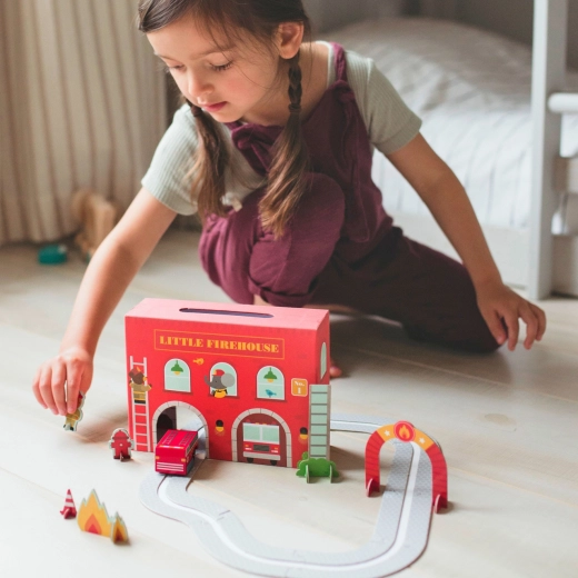 Wind-up wooden fire truck