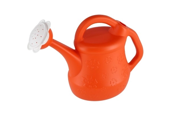 Plastic watering can with floral pattern