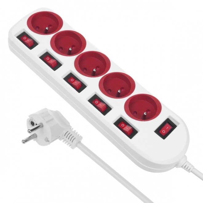 Power Strip with Switches White/Red