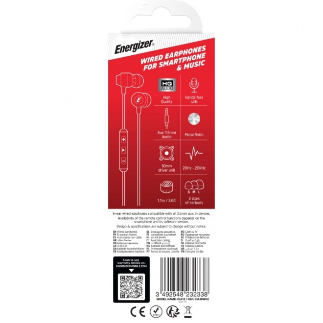 Energizer Classic Wired Headphones - White
