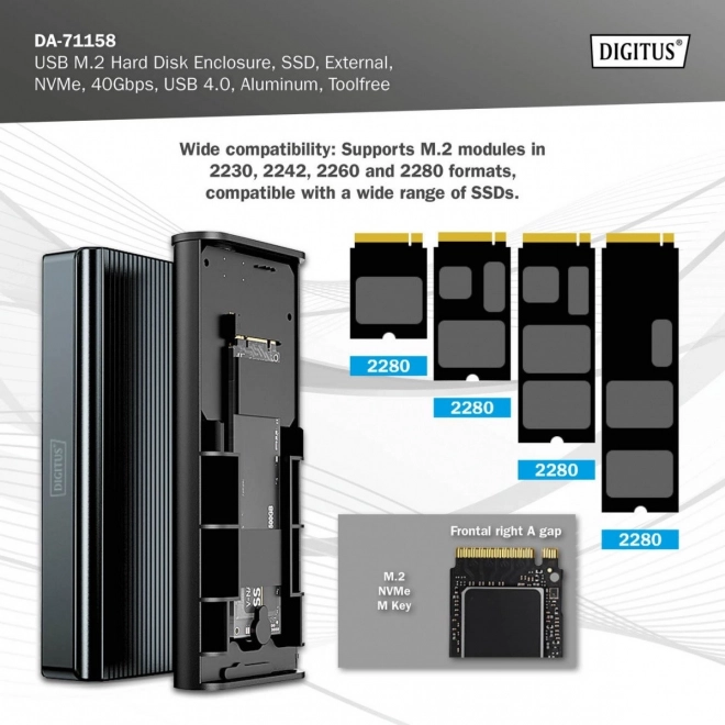Aluminum USB 4.0 Type-C Enclosure for M.2 NVMe SSD