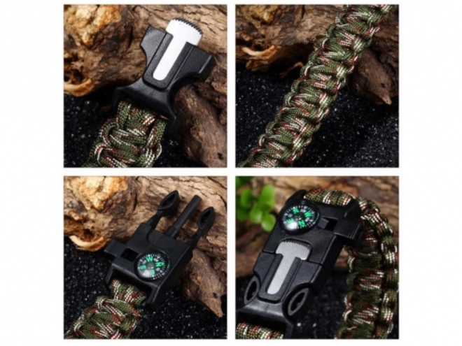 Bracciale di sopravvivenza 5 in 1 con bussola, acciarino e corda paracord