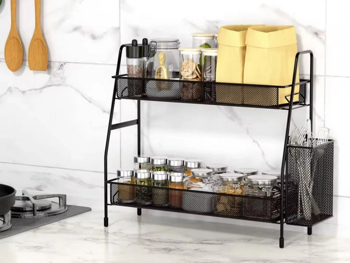 Side basket for cutlery and utensils