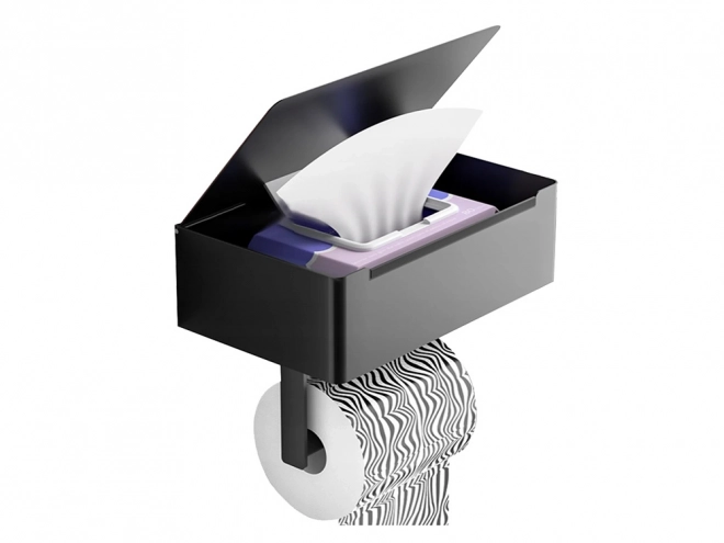 Toilet Paper Holder with Tissue Container and Shelf