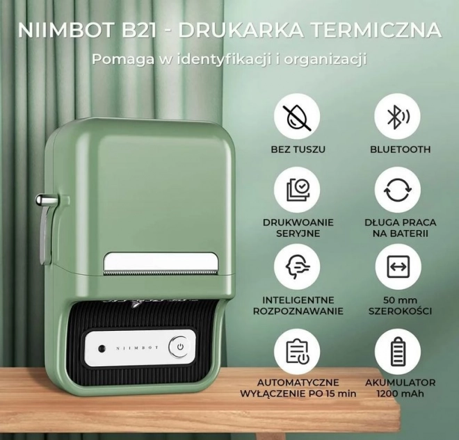 Portable thermal label printer in green color
