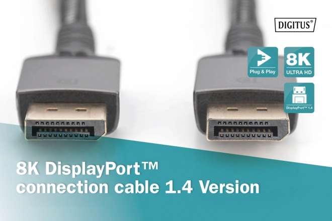Premium DisplayPort Connecting Cable 8K 60Hz UHD 2m Black