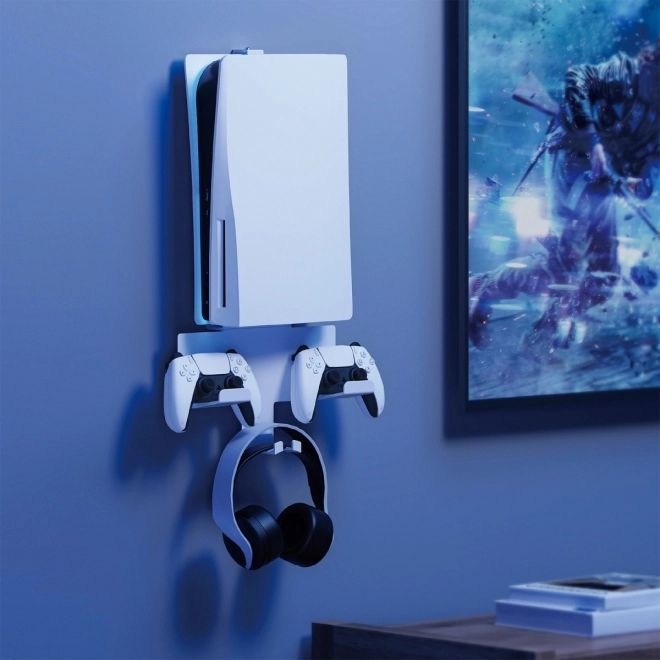 Wall-Mounted Stand for PlayStation 5 White with Controller Holders