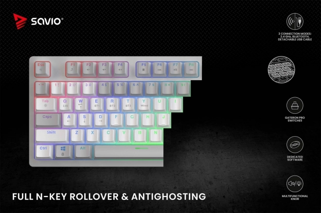 Wireless Mechanical Keyboard Phenix White with Gateron Red Switches