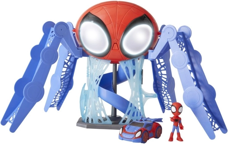 Figurka Spider-Mana a pavoučí motocykl v balení