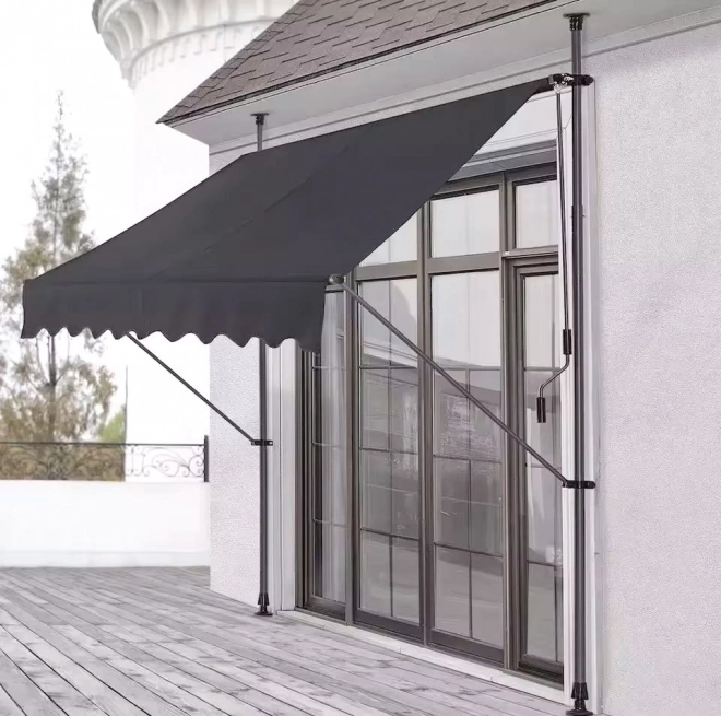 Adjustable Balcony Sunshade with Hand Crank Grey