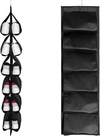 Space-saving vertical storage for 12 pairs