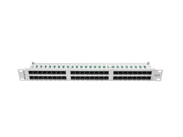 Grey 48-Port 1U Category 6 Patch Panel