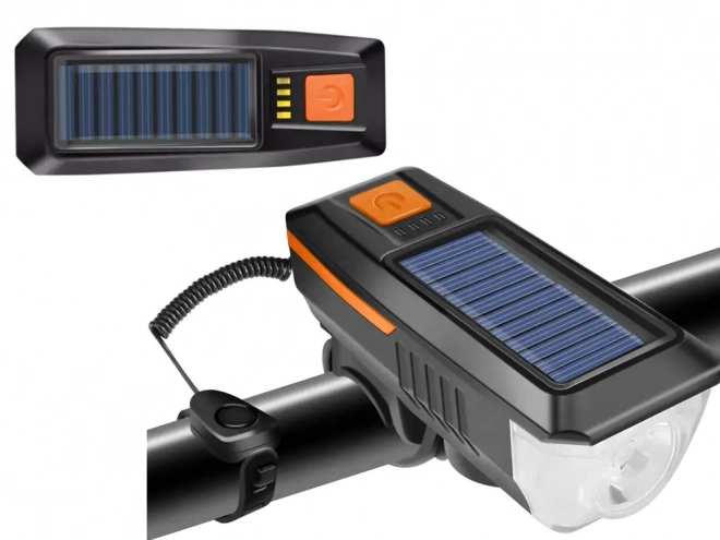 Front LED Bike Light with Solar Charging and Horn
